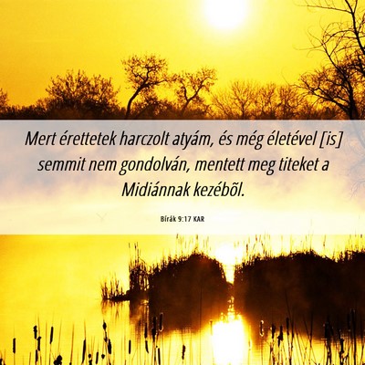 Picture 06 - Bírák 9:17 KAR - Mert érettetek harczolt atyám, és még - Bible Verse Picture