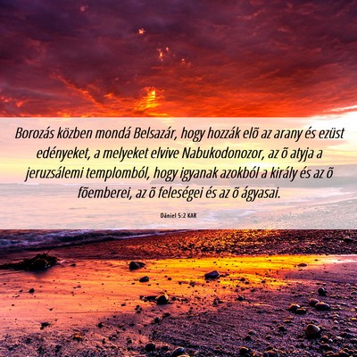 Picture 06 - Dániel 5:2 KAR - Borozás közben mondá Belsazár, hogy hozzák - Bible Verse Picture