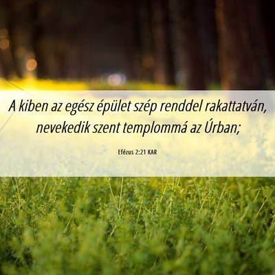 Picture 06 - Efézus 2:21 KAR - A kiben az egész épület szép renddel - Bible Verse Picture