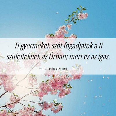 Picture 06 - Efézus 6:1 KAR - Ti gyermekek szót fogadjatok a ti szüleiteknek - Bible Verse Picture