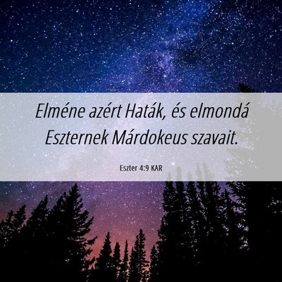 Picture 06 - Eszter 4:9 KAR - Elméne azért Haták, és elmondá Eszternek - Bible Verse Picture