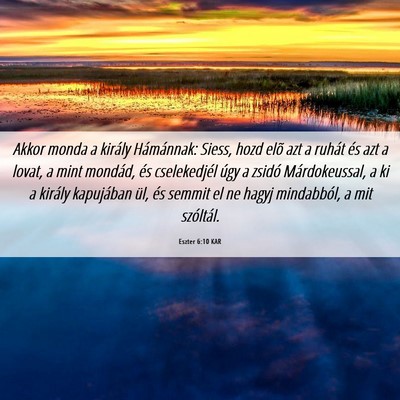 Picture 06 - Eszter 6:10 KAR - Akkor monda a király Hámánnak: Siess, hozd - Bible Verse Picture