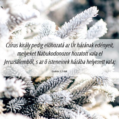 Picture 06 - Ezsdrás 1:7 KAR - Czírus király pedig elõhozatá az Úr - Bible Verse Picture
