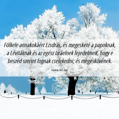 Picture 06 - Ezsdrás 10:5 KAR - Fölkele annakokáért Ezsdrás, és megesketé a - Bible Verse Picture
