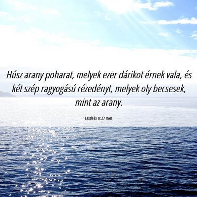 Picture 06 - Ezsdrás 8:27 KAR - Húsz arany poharat, melyek ezer dárikot érnek - Bible Verse Picture
