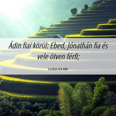 Picture 06 - Ezsdrás 8:6 KAR - Ádin fiai közül: Ebed, Jónathán fia és vele - Bible Verse Picture
