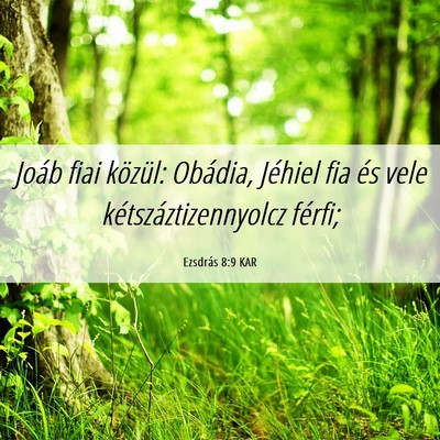 Picture 06 - Ezsdrás 8:9 KAR - Joáb fiai közül: Obádia, Jéhiel fia és vele - Bible Verse Picture
