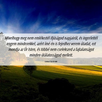 Picture 06 - Ezékiel 16:43 KAR - Mivelhogy meg nem emlékeztél ifjúságod - Bible Verse Picture