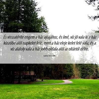 Picture 06 - Ezékiel 47:1 KAR - És visszatéríte engem a ház ajtajához, és - Bible Verse Picture