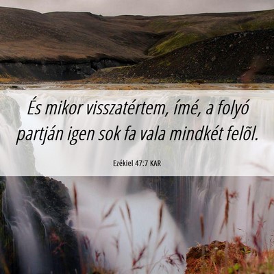 Picture 06 - Ezékiel 47:7 KAR - És mikor visszatértem, ímé, a folyó partján - Bible Verse Picture