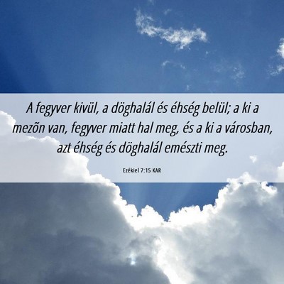 Picture 06 - Ezékiel 7:15 KAR - A fegyver kivül, a döghalál és éhség - Bible Verse Picture