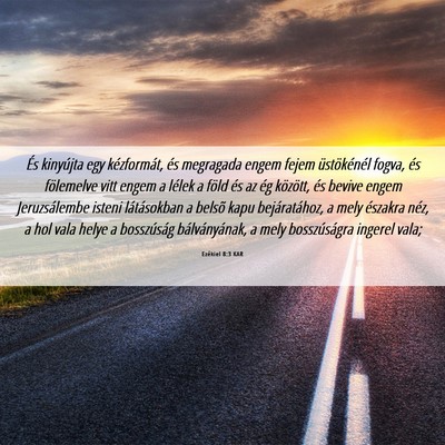 Picture 06 - Ezékiel 8:3 KAR - És kinyújta egy kézformát, és megragada - Bible Verse Picture