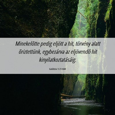 Picture 06 - Galátzia 3:23 KAR - Minekelõtte pedig eljött a hit, törvény alatt - Bible Verse Picture