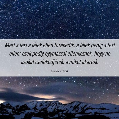 Picture 06 - Galátzia 5:17 KAR - Mert a test a lélek ellen törekedik, a lélek - Bible Verse Picture