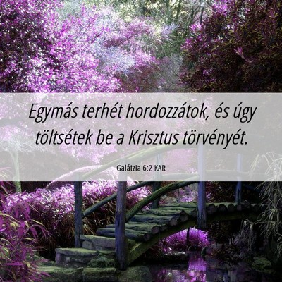 Picture 06 - Galátzia 6:2 KAR - Egymás terhét hordozzátok, és úgy - Bible Verse Picture