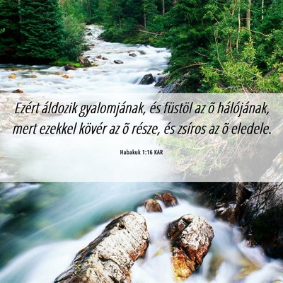 Picture 06 - Habakuk 1:16 KAR - Ezért áldozik gyalomjának, és füstöl az õ - Bible Verse Picture