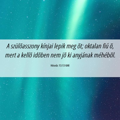 Picture 06 - Hóseás 13:13 KAR - A szülõasszony kínjai lepik meg õt; oktalan - Bible Verse Picture