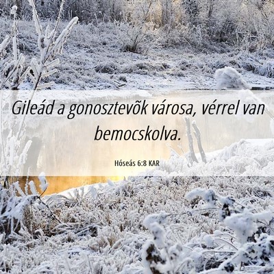 Picture 06 - Hóseás 6:8 KAR - Gileád a gonosztevõk városa, vérrel van - Bible Verse Picture