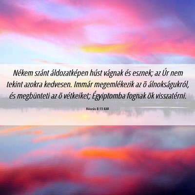 Picture 06 - Hóseás 8:13 KAR - Nékem szánt áldozatképen húst vágnak és - Bible Verse Picture