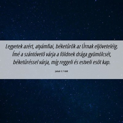 Picture 06 - Jakab 5:7 KAR - Legyetek azért, atyámfiai, béketûrõk az - Bible Verse Picture