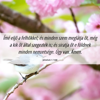 Picture 06 - Jelenések 1:7 KAR - Ímé eljõ a felhõkkel; és minden szem - Bible Verse Picture