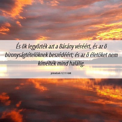 Picture 06 - Jelenések 12:11 KAR - És õk legyõzték azt a Bárány véréért, - Bible Verse Picture