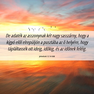 Picture 06 - Jelenések 12:14 KAR - De adaték az asszonynak két nagy sasszárny, - Bible Verse Picture