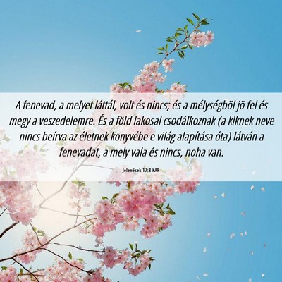 Picture 06 - Jelenések 17:8 KAR - A fenevad, a melyet láttál, volt és nincs; és - Bible Verse Picture