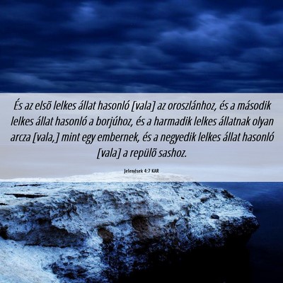 Picture 06 - Jelenések 4:7 KAR - És az elsõ lelkes állat hasonló [vala] az - Bible Verse Picture