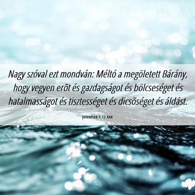 Picture 06 - Jelenések 5:12 KAR - Nagy szóval ezt mondván: Méltó a megöletett - Bible Verse Picture