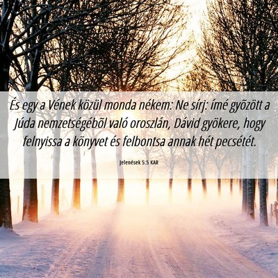 Picture 06 - Jelenések 5:5 KAR - És egy a Vének közül monda nékem: Ne sírj: - Bible Verse Picture