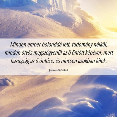 Picture 06 - Jeremiás 10:14 KAR - Minden ember bolonddá lett, tudomány nélkül, - Bible Verse Picture