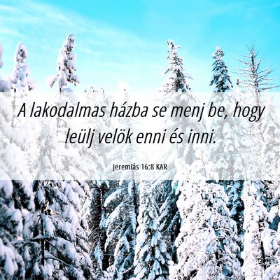 Picture 06 - Jeremiás 16:8 KAR - A lakodalmas házba se menj be, hogy leülj - Bible Verse Picture