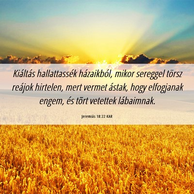 Picture 06 - Jeremiás 18:22 KAR - Kiáltás hallattassék házaikból, mikor - Bible Verse Picture