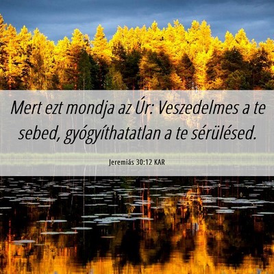 Picture 06 - Jeremiás 30:12 KAR - Mert ezt mondja az Úr: Veszedelmes a te sebed, - Bible Verse Picture