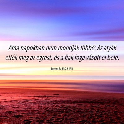 Picture 06 - Jeremiás 31:29 KAR - Ama napokban nem mondják többé: Az atyák - Bible Verse Picture