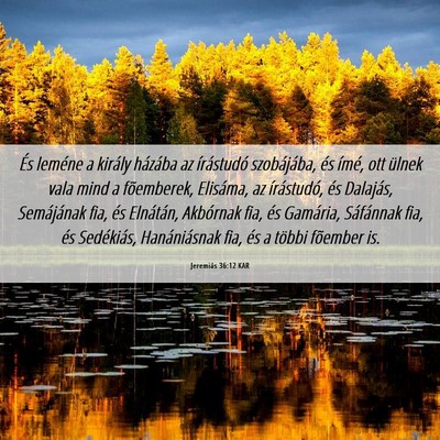 Picture 06 - Jeremiás 36:12 KAR - És leméne a király házába az írástudó - Bible Verse Picture