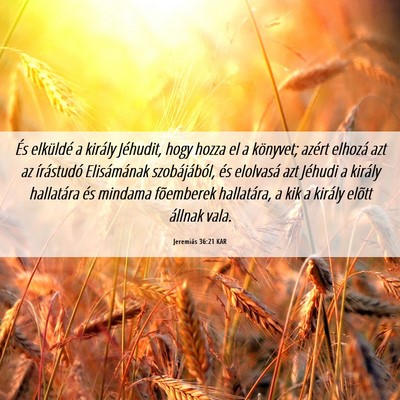 Picture 06 - Jeremiás 36:21 KAR - És elküldé a király Jéhudit, hogy hozza el a - Bible Verse Picture