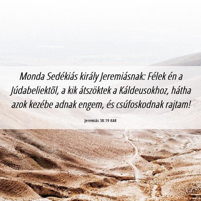 Picture 06 - Jeremiás 38:19 KAR - Monda Sedékiás király Jeremiásnak: Félek én - Bible Verse Picture