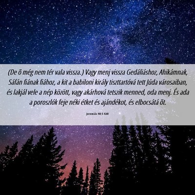 Picture 06 - Jeremiás 40:5 KAR - (De õ még nem tér vala vissza.) Vagy menj - Bible Verse Picture