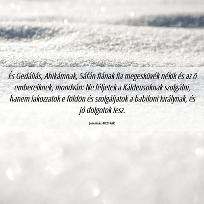 Picture 06 - Jeremiás 40:9 KAR - És Gedáliás, Ahikámnak, Sáfán fiának fia - Bible Verse Picture