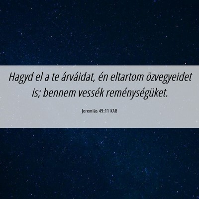 Picture 06 - Jeremiás 49:11 KAR - Hagyd el a te árváidat, én eltartom - Bible Verse Picture