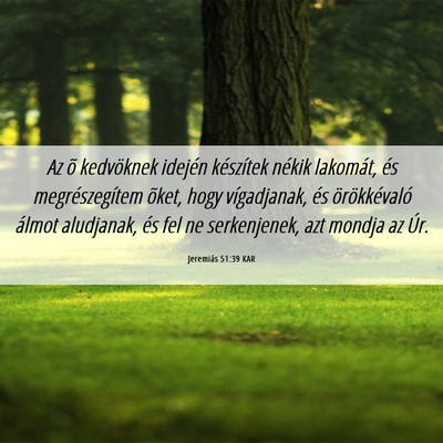 Picture 06 - Jeremiás 51:39 KAR - Az õ kedvöknek idején készítek nékik - Bible Verse Picture