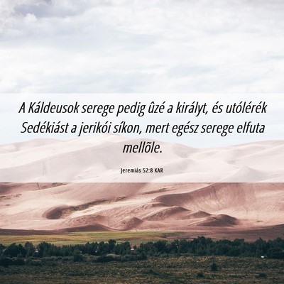 Picture 06 - Jeremiás 52:8 KAR - A Káldeusok serege pedig ûzé a királyt, és - Bible Verse Picture