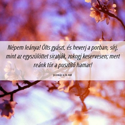 Picture 06 - Jeremiás 6:26 KAR - Népem leánya! Ölts gyászt, és heverj a - Bible Verse Picture