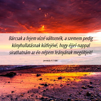 Picture 06 - Jeremiás 9:1 KAR - Bárcsak a fejem vízzé változnék, a szemem - Bible Verse Picture