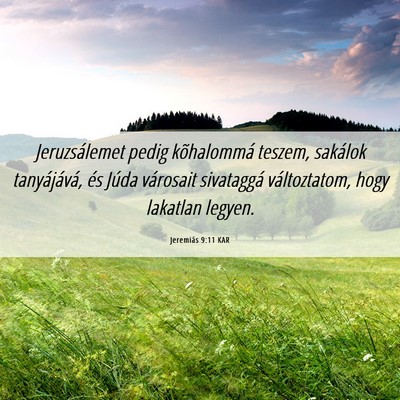 Picture 06 - Jeremiás 9:11 KAR - Jeruzsálemet pedig kõhalommá teszem, sakálok - Bible Verse Picture
