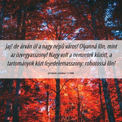 Picture 06 - Jeremiás siralmai 1:1 KAR - Jaj! de árván ül a nagy népû város! - Bible Verse Picture