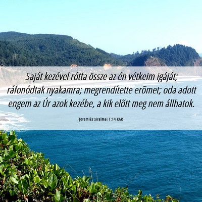 Picture 06 - Jeremiás siralmai 1:14 KAR - Saját kezével rótta össze az én vétkeim - Bible Verse Picture