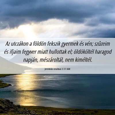 Picture 06 - Jeremiás siralmai 2:21 KAR - Az utczákon a földön fekszik gyermek és vén; - Bible Verse Picture
